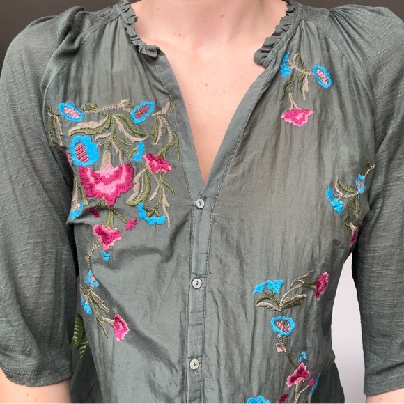 Anthropologie Embroidered 3/4 Sleeve Blouse - Picture 3 of 9